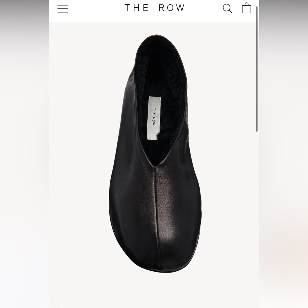 The Row Stella Slipper in Leather and Shearling